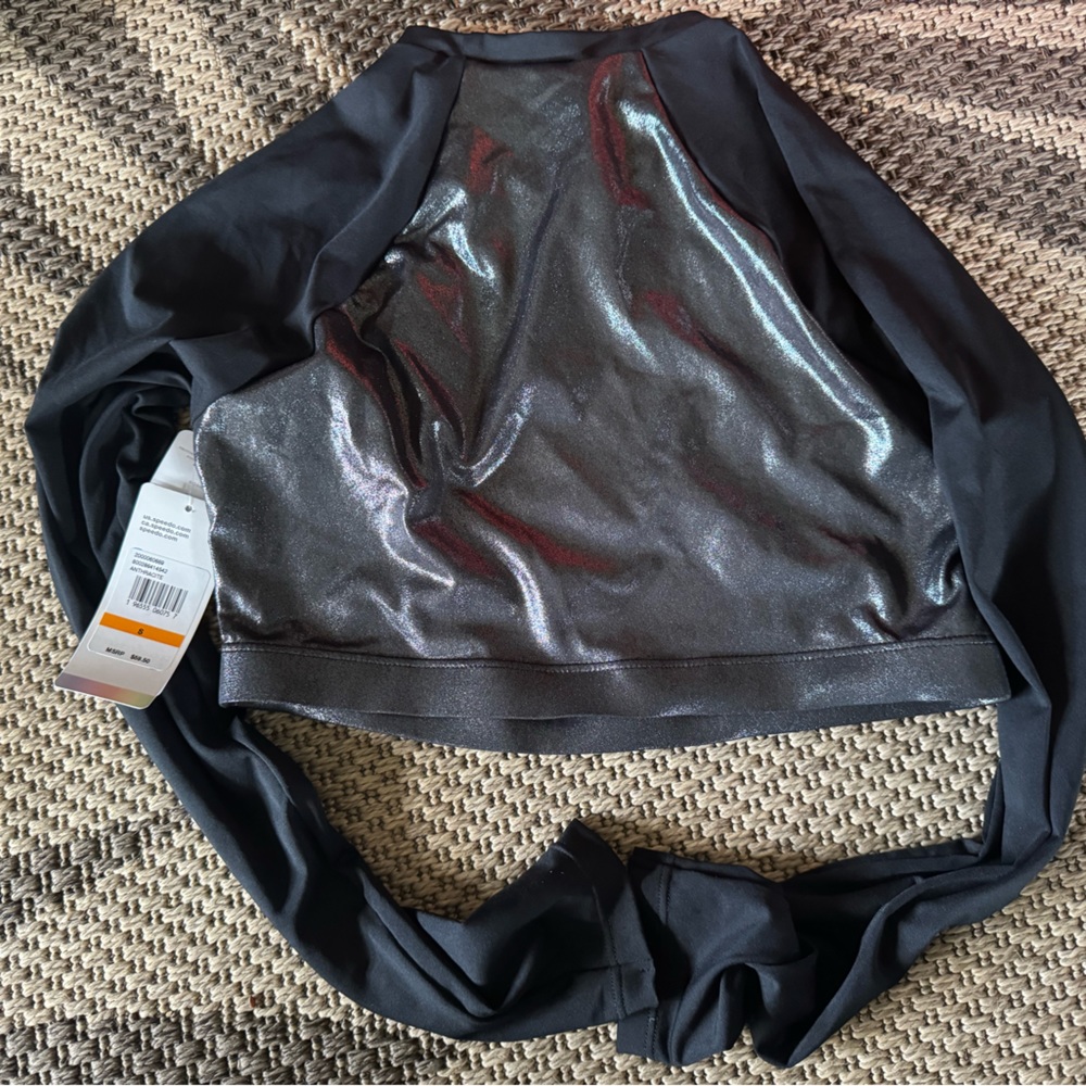 Speedo Metallic black/grey rashguard/top with tags-have set with matching bottom